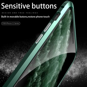2019 Magnetice caz Pentru apple iphone 11 pro 360 de Sticlă față-verso coperta pe Pentru iphone 11 X XS Max XR metal Adsorbție Coque