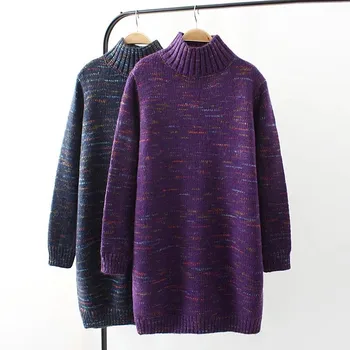 2019 Mari dimensiuni 4XL tricota pulovere femei Toamna Iarna Jumătate-guler înalt pulover Bottom pulovere femei Îngroșa pulovere G90