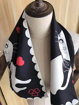 2019 new sosire brand de moda clasic model pisica eșarfă de mătase 90*90 cm pătrat șal diagonal wrap pentru femei cu transport gratuit