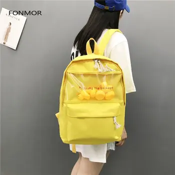 2019 newTransparent mici rață galben rucsac versiunea coreeană Harajuku fata de elev de liceu sac de sex feminin valul rucsac 4 durk