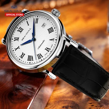 2019 noi pescărușul de afaceri ceas bărbați ceas mecanic de 50 de metri rezistent la apa din piele de moda bărbați ceas 819.368