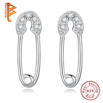 2019 Stil Minimalist Argint 925 Ac de Siguranță Cercei Clar CZ Cristal Broșă Cercei Stud pentru Femei Moda Bijuterii