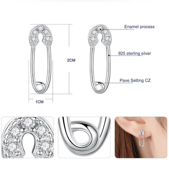 2019 Stil Minimalist Argint 925 Ac de Siguranță Cercei Clar CZ Cristal Broșă Cercei Stud pentru Femei Moda Bijuterii