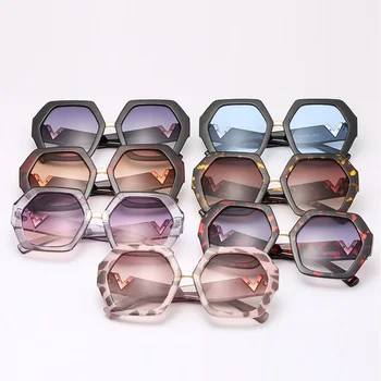 2019 Tendință Doamnelor Hexagon ochelari de Soare pentru Femei Brand de Lux Nuante de Rosu Gros Cadru Pătrat ochelari de Soare Femei Lunette de soleil UV400
