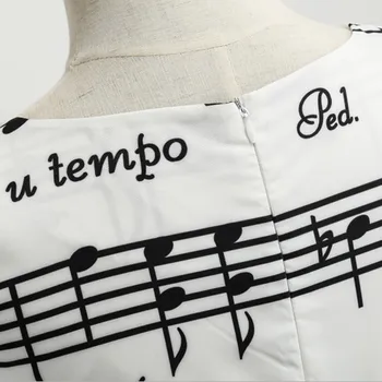 2019 Vara Vintage Note Muzicale Imprimare Hepburn Leagăn Femei Rochie Fără Mâneci Cutat De Bal Rochie De Petrecere Vestidos De Fiesta Noche