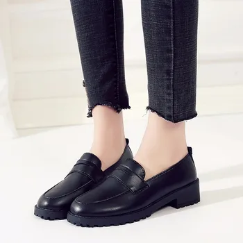 2020 Alunecare Pe Pantofi Platforma Femeie De Moda Noua Oxfords Barbati Pantofi Casual Din Piele Elevilor Apartamente Pătrat Tocuri Femei Mocasini