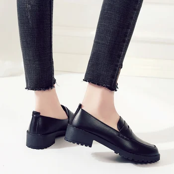 2020 Alunecare Pe Pantofi Platforma Femeie De Moda Noua Oxfords Barbati Pantofi Casual Din Piele Elevilor Apartamente Pătrat Tocuri Femei Mocasini