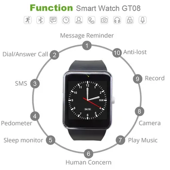 2020 Bluetooth Smart Watch GT08 Cu Camera Sim TFCard SmartWatch Tracker de Fitness Pentru Android IOS Huawei, Xiaomi Telefon Ceasuri