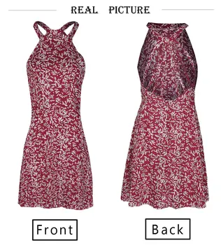 2020 Brand Rochie de Femei Agățat de Gât Caracteristici Backless de Imprimare fără Mâneci Rochie Sexy de Moda rochie roșie de Vară de Îmbrăcăminte pentru Femei