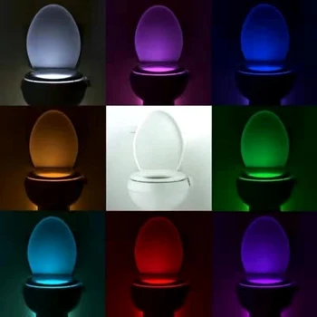 2020 CONDUS de Toaletă Lumina Senzor de Mișcare PIR Lampa de Noapte 8/16 Culori de Fundal WC Vas Wc Scaun de Baie lumina de Noapte pentru Copii
