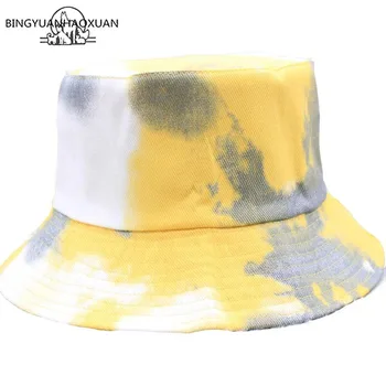 2020 Creative Tie Dye Găleată Pălărie De Culoare Graffiti Bob Sepci Hip Hop Gorros Bărbați Femei Vara Capace De Soare Pe Plaja De Pescuit Pălărie Panama
