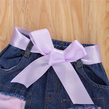 2020 de Vara pentru Copii Îmbrăcăminte pentru Sugari, Copii Baby Girl Tie dye Haine set Tricou Colorat Topuri Rupt Gaura Denim Fund