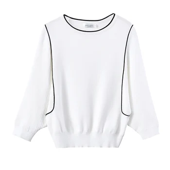 2020 Design de Brand Casual, Negre Femei Top T-Shirt Primăvară V-gât Alb Pur Tricota Top Negru Elegant doamnelor tricota Top T-shirt