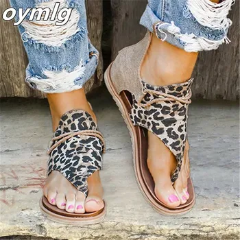 2020 Femei Sandale Leopard De Imprimare Pantofi De Vara Pentru Femei De Mari Dimensiuni Andalilor Plat Femei Sandale Pentru Femei Pantofi De Vara, Sandale
