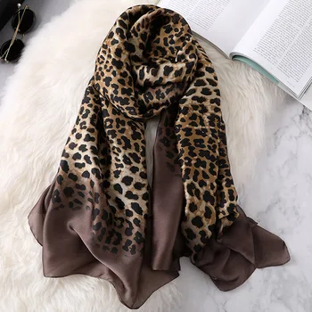 2020 Femeile Spania Brand de Lux de Moda Eșarfă Doamnelor Ombre Leopard Șaluri de Mătase și Împachetări Sjaal Plajă de Vară Hijab Snood 180*90Cm