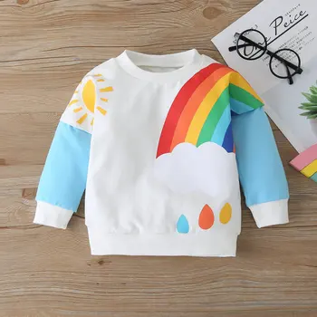 2020 Fete pentru Copii Jachete de Iarnă Toamna Bluze Hanorace Copii Curcubeu Mâneci Lungi Pulover Copii T-shirt Jacket 1 2 3 4 5 6y