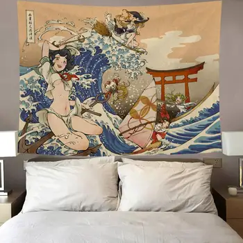 2020 Japoneză pătură mare tapiserie balena arowana dragon phoenix totem agățat de perete boem pat patura decor acasă tapiserie