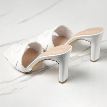 2020 Lux Slide-uri de Femei 10cm Tocuri inalte Catâri Sandale de Vara Bloc Tocuri Papuci de Bal Platforma Stripteuză Pantofi de Nunta