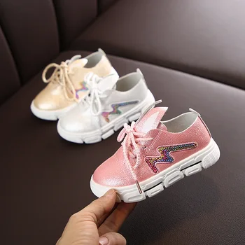 2020 Moda Sequines Dungă Fete Adidas Respirabil Printesa Iepure Copii Pantofi Slip Pe Dantela Copii Adidas din Piele D03061