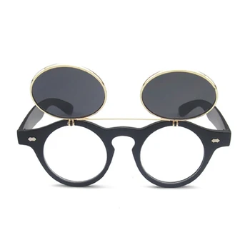 2020 New Sosire Steampunk ochelari de Soare Femei Bărbați Pătrat Dublu Flip Capacul Obiectivului Punk Ochelari de Soare HD Clare Gradient Nuante de Moda