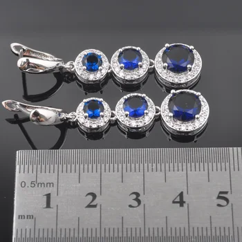 2020 Noi Bijuterii de Nunta Zirconia Albastru Pentru Femei de Culoare de Argint Seturi de Bijuterii Colier Pandantiv Cercei Inel QZ0492