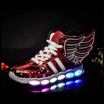 2020 Nou Aripi de Înger Pantofi Casual cu USB Led-uri Fete Baby Boys Light Up Adidași Luminoase Stralucitoare luminoase Luminat de iluminat