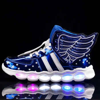 2020 Nou Aripi de Înger Pantofi Casual cu USB Led-uri Fete Baby Boys Light Up Adidași Luminoase Stralucitoare luminoase Luminat de iluminat
