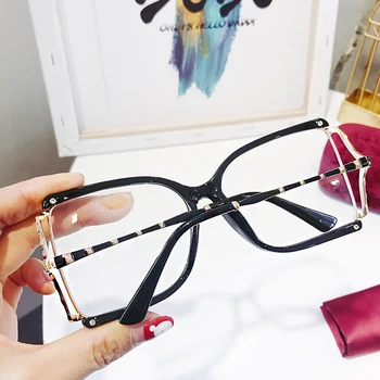 2020 nou brand chic bambus picior de imprimare pătrat femei ochelari supradimensionate dungă ochelari vintage aliaj negru roșu ochelari de nuante