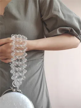 2020 nou design transparent amovibile acrilice si margele sac lanț mâner pentru sac de curea