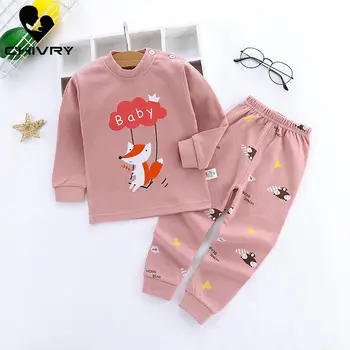 2020 Nouă Copii Baieti din Bumbac Pijama Seturi de Desene animate de Imprimare O-Gât Drăguț T-Shirt Topuri cu Pantaloni Fete pentru Copii Haine Copii Toamna Seturi