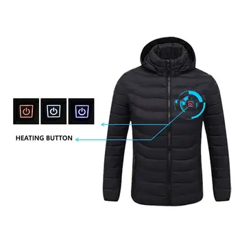 2020 NVĂ Bărbați de Iarnă Caldă USB Încălzire Jachete Termostat Inteligent Culoare Pură Încălzit cu Gluga Haine Impermeabile Jachete Calde