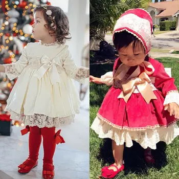 2020 Printesa Fată Rochie Copii Pentru Copii Fete Toddler Princess Concurs De Petrecere Catifea Tutu Rochie De Dantelă Rochii Bownot