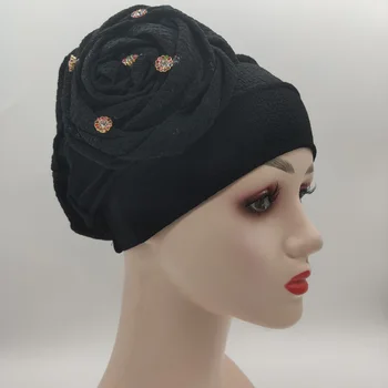 2020 Ultima Floare Trandafir Turban Capace pentru Femei, pierderea Parului Pălărie Cap de Femeie Împachetări Turbanul Musulman Islamic articole pentru acoperirea capului Capac din Africa Pălărie