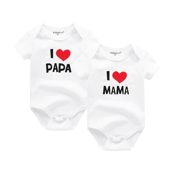 2020 îl Iubesc pe Tata Mama Copii Haine Fata Nou-născut 0-24M Unisex din Bumbac Costume Maneca Scurta Baby Boy Haine de Imprimare Roupas de bebe