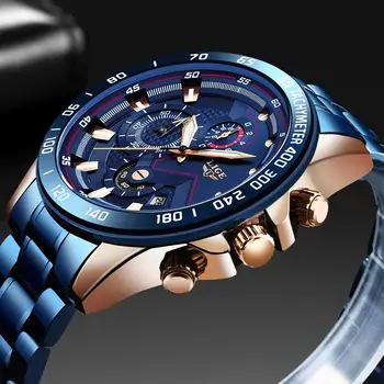 2020LIGE Nou Mens Ceasuri de Top Marca Sport de Lux, Cronograf din Oțel Inoxidabil Impermeabil Cuarț Ceas pentru Bărbați Relogio Masculino