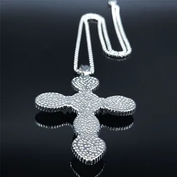 2021 Cruce de Cristal Roz Oțel Inoxidabil Colier pentru Femei de Culoare Argintie Mare Colier Chocker Bijuterii collier femme N4525S04