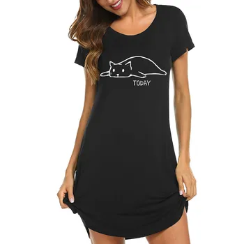 2021 Femei Scrisoare Cămăși De Noapte Și Sleepshirts Pijamale Drăguț Tricou Imprimat Rochie De Noapte Cu Maneci Scurte Îmbrăcăminte De Noapte