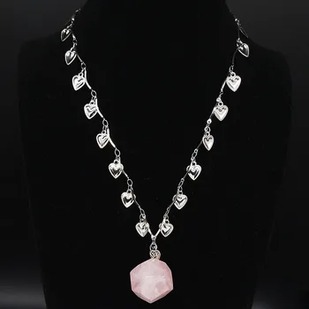 2021 Moda Roz de Cristal din Oțel Inoxidabil Inima Lanț Coliere pentru Femei de Argint de Culoare Cravată Colier Bijuterii colgante N20168