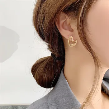 2021 Nou coreean Geometrică Cerc, Pătrat Inima Micro Inlay Zircon Cercei Stud Pentru Femei Partid Temperament boucle oreille femme