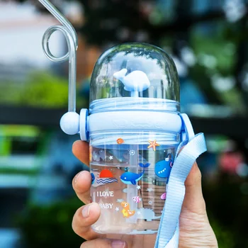 250ML Balena Spray-uri, Sticla de Apa Pentru Joaca pentru Copii să Învețe Alimentare Suc de Lapte Anti-Căderea de Desene animate în aer liber, Fierbător Copii Cupe Cu Paie