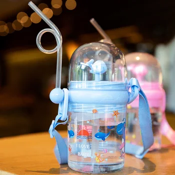 250ML Balena Spray-uri, Sticla de Apa Pentru Joaca pentru Copii să Învețe Alimentare Suc de Lapte Anti-Căderea de Desene animate în aer liber, Fierbător Copii Cupe Cu Paie