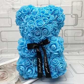 25cm Crescut Urs Teddy Bear Artificiale Spuma de Trandafiri pentru Fereastra de Afișare pentru Totdeauna Rose Floare Veșnică Nunta Îndrăgostiților Cadouri