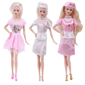 3 Bucăți De Barbie Haine De Medic Asistenta Costum De Scena Cosplay Haine De 11 Inch 26-28 Cm Papusa Barbie,Accesorii Pentru Papusi Barbie