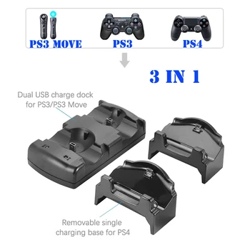 3 in 1 Multifunctional Stație de Încărcare de Andocare Încărcător Stand pentru Sony Playstation 4 PS4/ PS3/ PS3 MUTA Cu Indicator LED