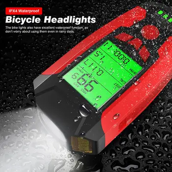 3-în-1 Faruri de Bicicletă USB Reîncărcabilă cu cronometru claxon lampă 5 Moduri de Iluminare MTB Fata de lumina Pentru Bicicleta Accesorii pentru Biciclete