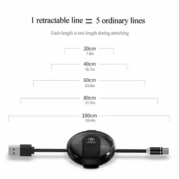 3 în 1 prin Cablu, Potrivit Pentru Iphone X XS Retractabil ușor de a organiza magnetic Cablu Potrivit Pentru Huawei, Xiaomi tip c Cablu