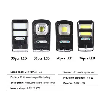 300-400W LED Lumina Solara Strada 36 COB/LED de Securitate în aer liber Lampa de Perete rezistent la apa PIR Senzor de Mișcare de la Distanță de Control de Iluminat