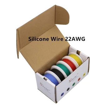30m/cutie 98ft 22AWG Silicon Flexibil Cablu cu 5 culoare se Amestecă 1 cutie/caseta 2 pachetului moale Electrice Linie de Sârmă de Cupru Pentru Industria DIY