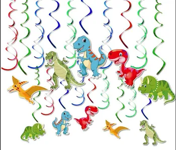 30pcs Dinozaur Agățat Vârtej Decoratiuni Dino Fosili T-REX Consumabile Partid Ziua de nastere Ornamente de Agățat Spire Copii Favoruri de Partid