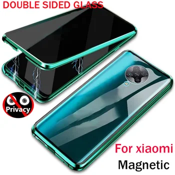 360 Anti-Peeping de Confidențialitate Metal Magnetic Telefon Caz Pentru Xiaomi Redmi Nota 9 10 9 8 Pro 8T Mi K20 10 Pro Dublă față-Verso de Sticla Caz